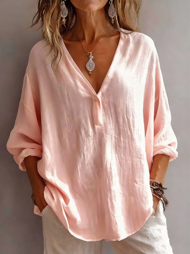 Melna- Blusa Elegante Con Cuello En V