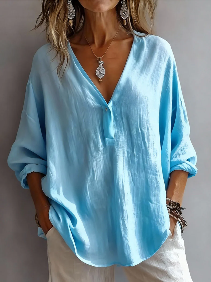 Melna- Blusa Elegante Con Cuello En V