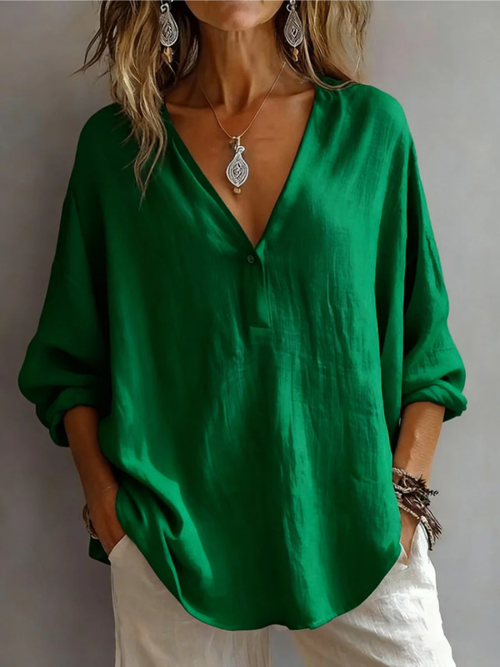 Melna- Blusa Elegante Con Cuello En V
