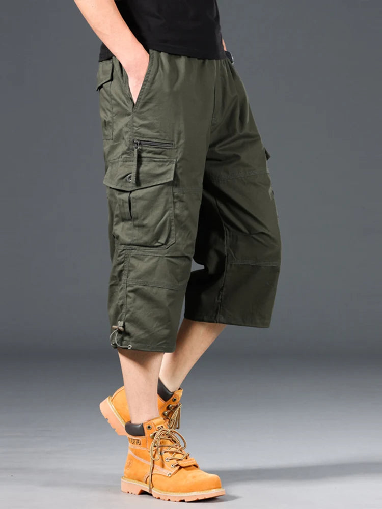 Esman - Pantalones Cortos Cargo con Cintura Elástica