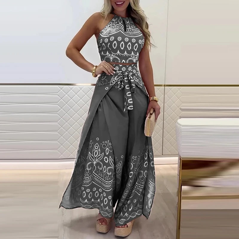 Gulshat - Elegante Conjunto De Pantalones Con Estampado