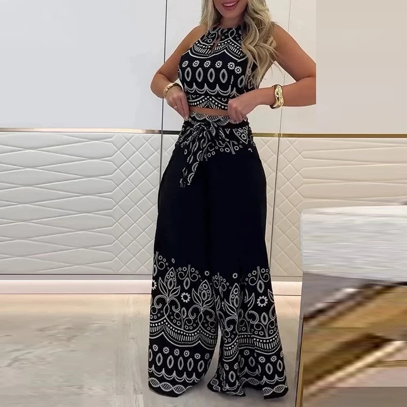Gulshat - Elegante Conjunto De Pantalones Con Estampado