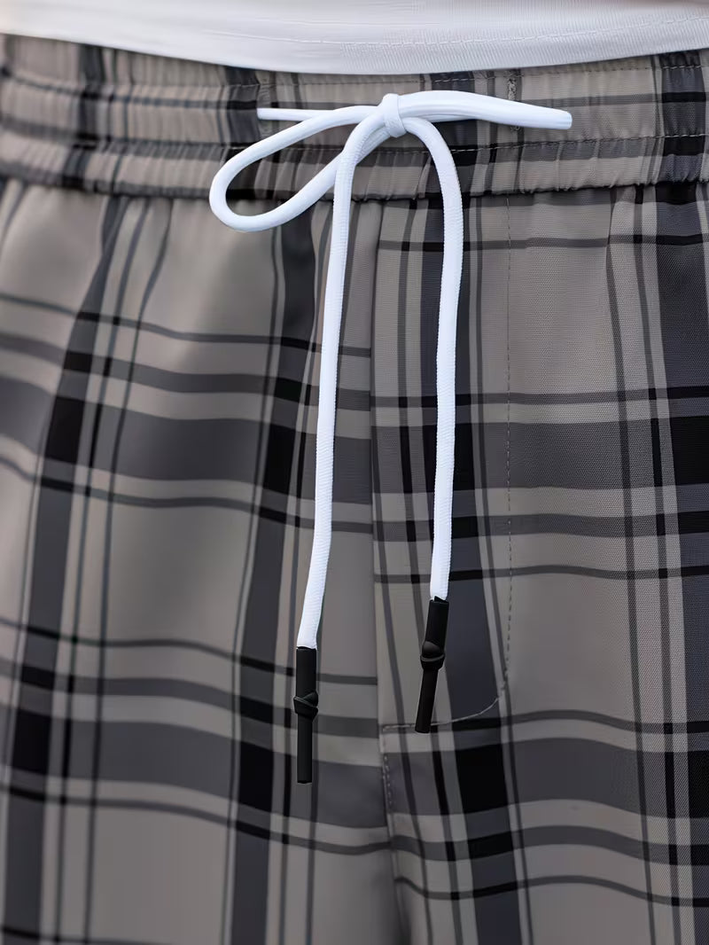 Idriz - Pantalones a Cuadros Con Cintura Elástica
