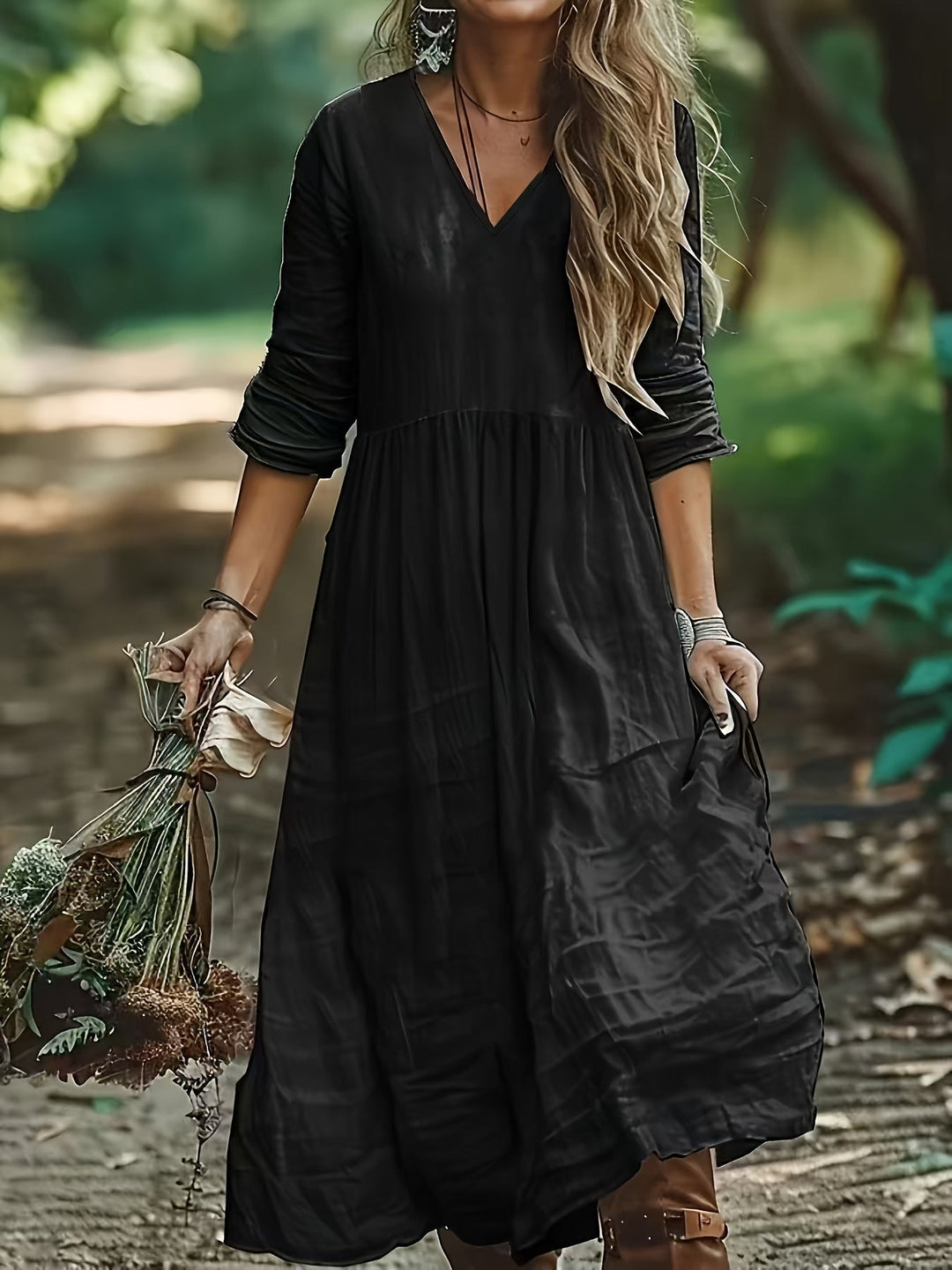 Shirron - Vestido Largo de Moda Con Cuello en V
