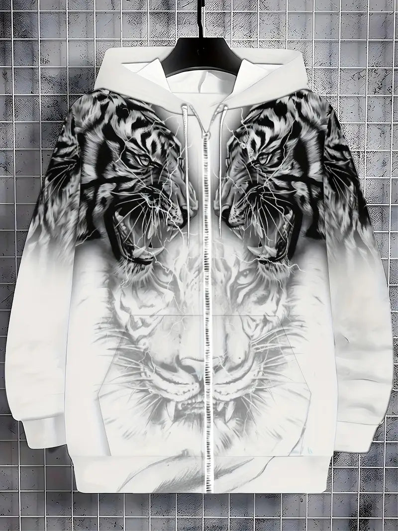 Murillo - Chaqueta Sudadera Informal de Manga Larga Con Estampado de Tigre