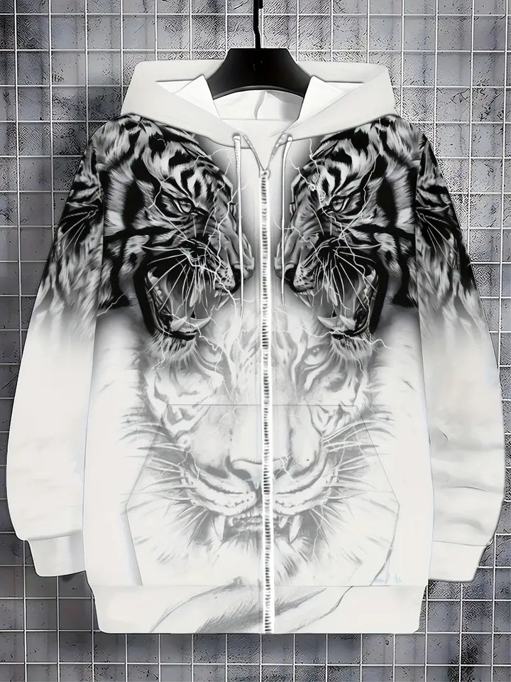 Murillo - Chaqueta Sudadera Informal de Manga Larga Con Estampado de Tigre