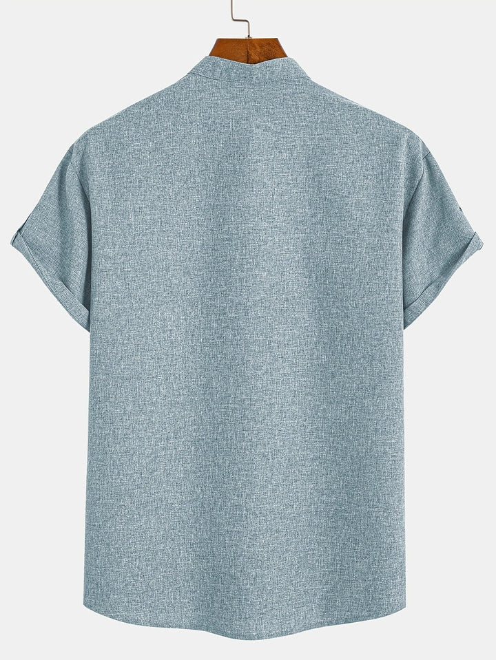 Elliott - Elegante Manga Corta Camisa Con Cuello Alto