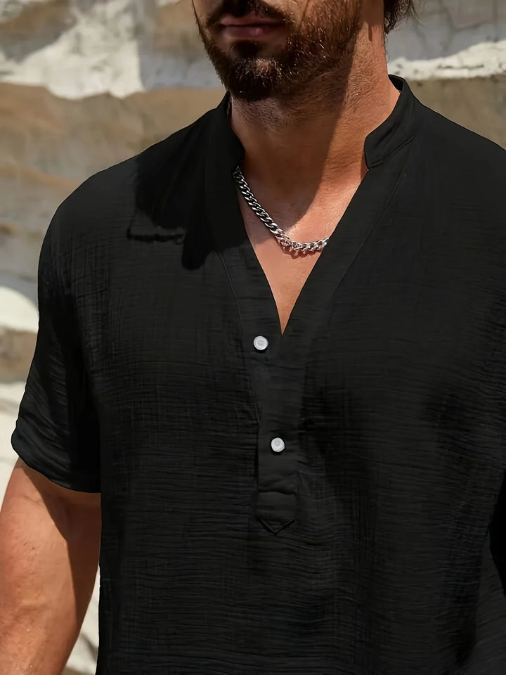 Sancho - Elegante Verano Camisa Con Cuello Alto