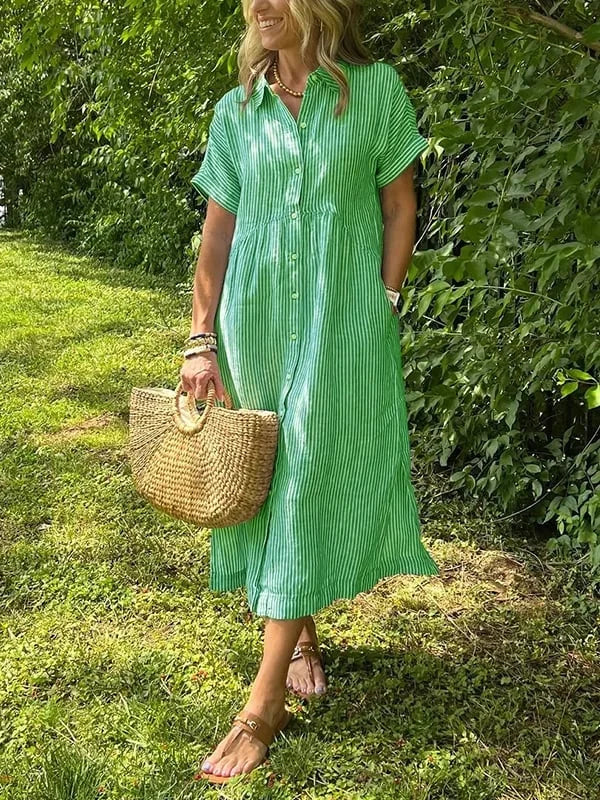 Samara - Elegante Vestido Camisero a Rayas