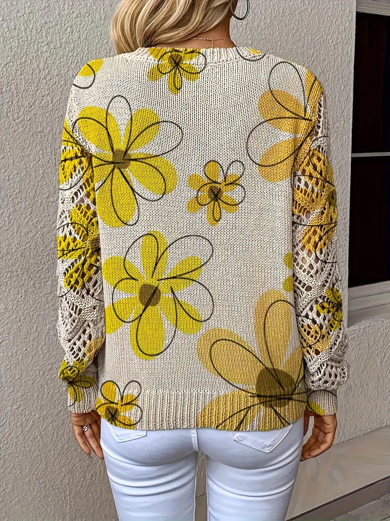 Marzena - Elegante Jersey De Manga Larga Con Estampado Floral