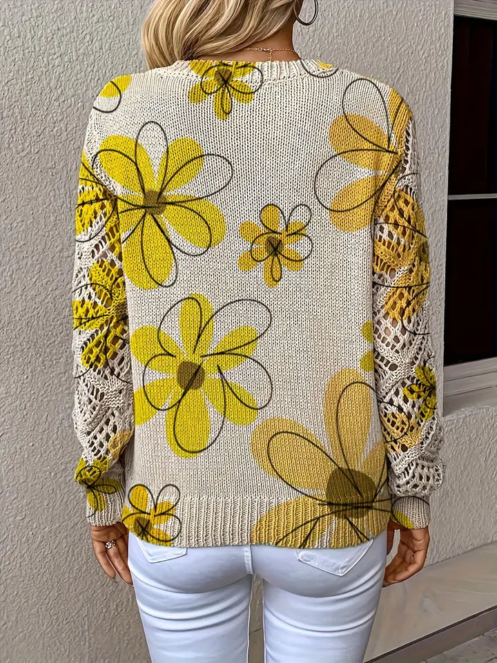 Marzena - Elegante Jersey De Manga Larga Con Estampado Floral