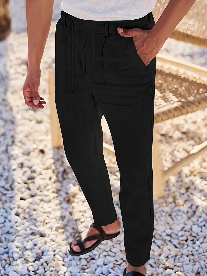 Nichols - Pantalón Holgado De Lino Con Cordón Ajustable
