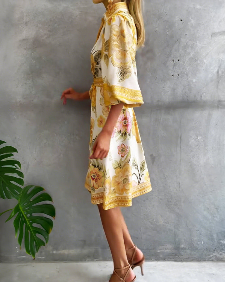 Nylera - Vestido Con Mangas Acampanadas y Cuello En V