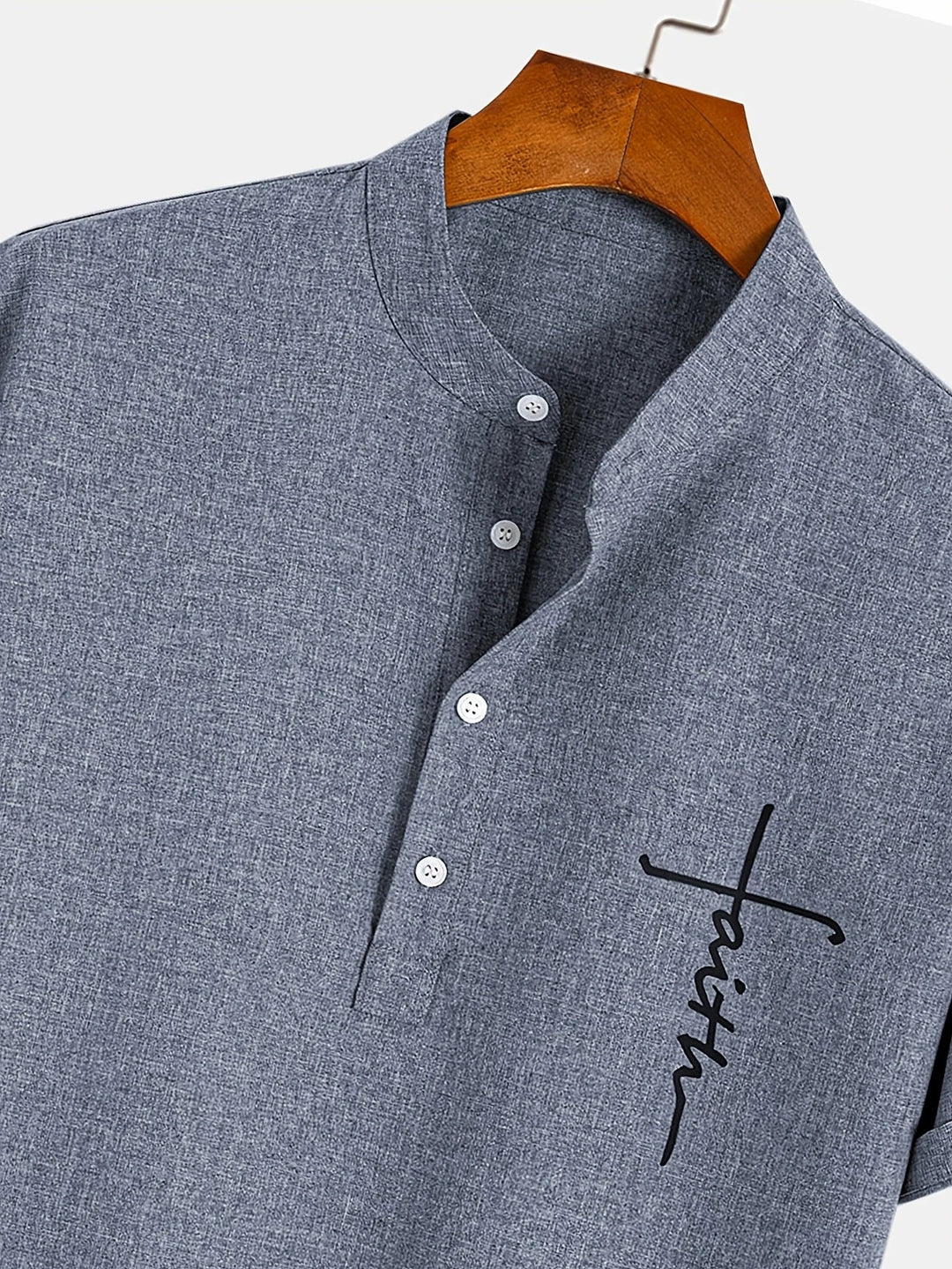 Elliott - Elegante Manga Corta Camisa Con Cuello Alto