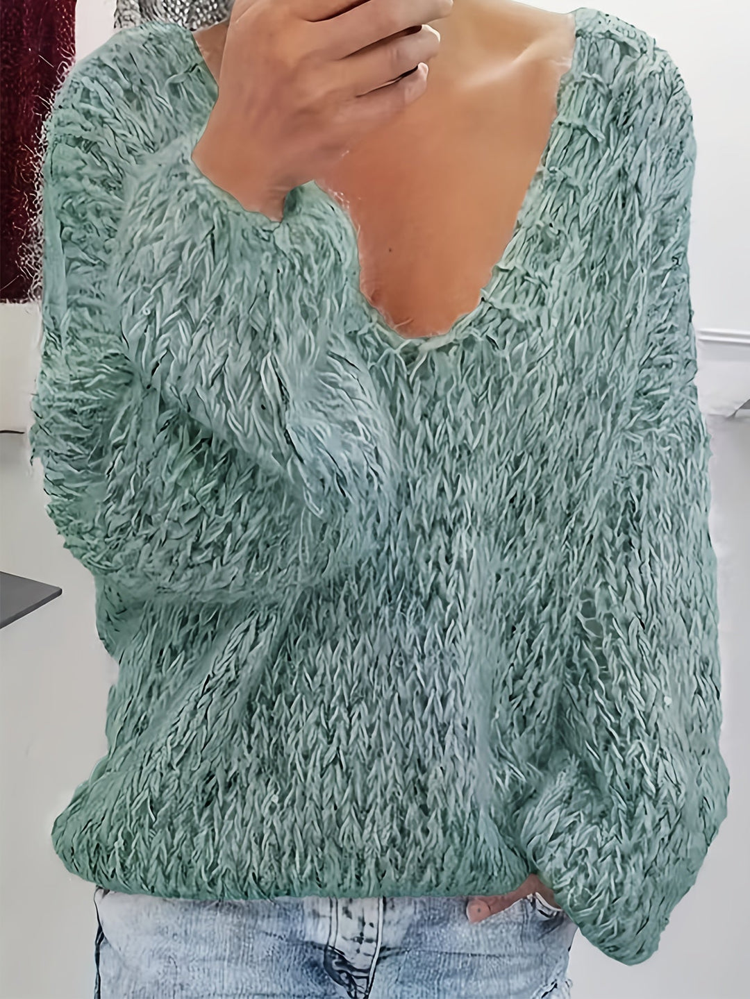 Vriona - Jersey De Manga Larga Con Cuello En V