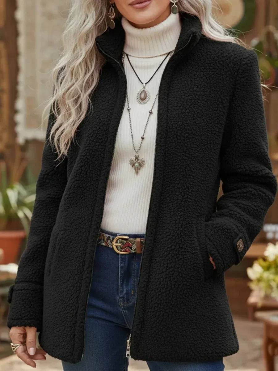 Mamie - Chaqueta Suave de Longitud media con Cremallera