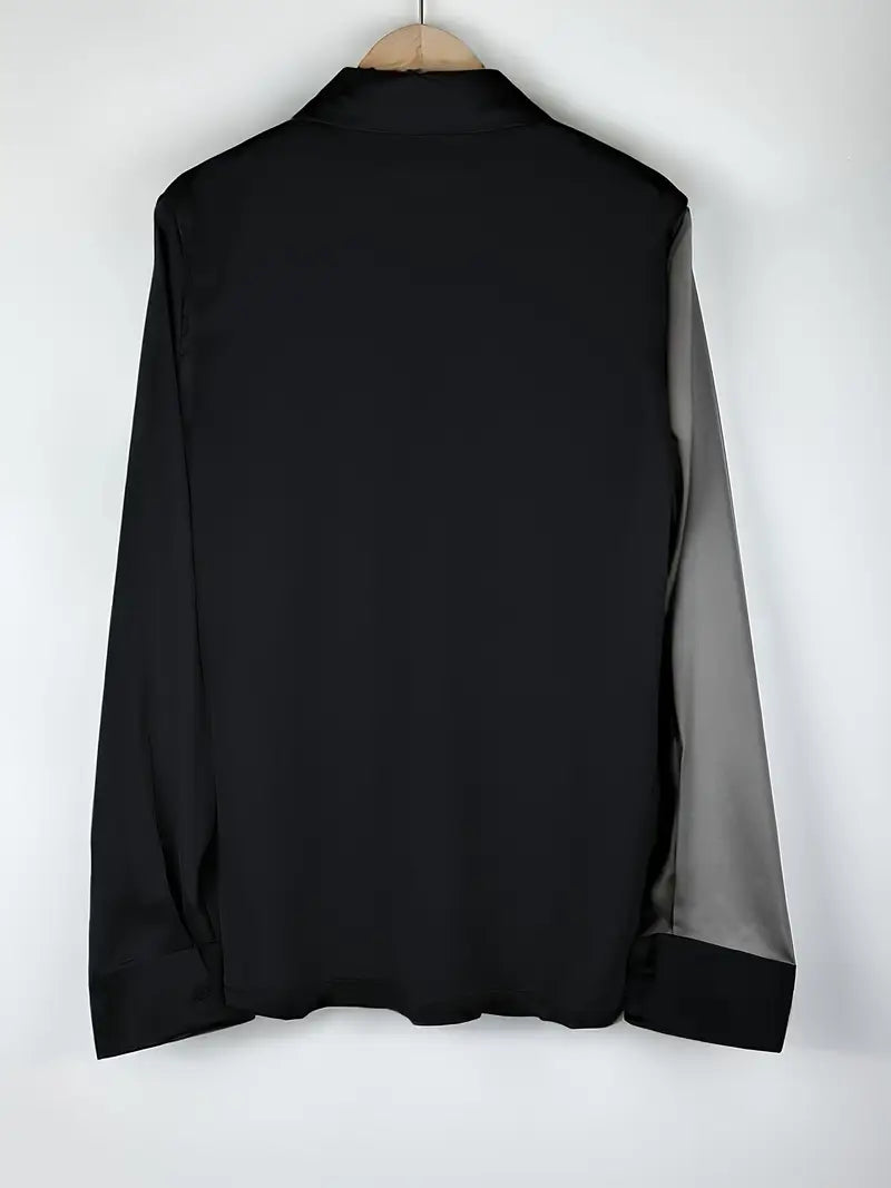 Zillah - Elegante Camisa De Satén Con Contraste Para Ir Al Trabajo