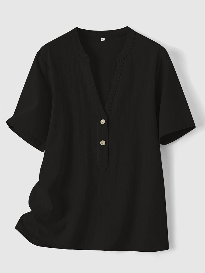 Sharron - Elegante Blusa Con Cuello En V y Botones