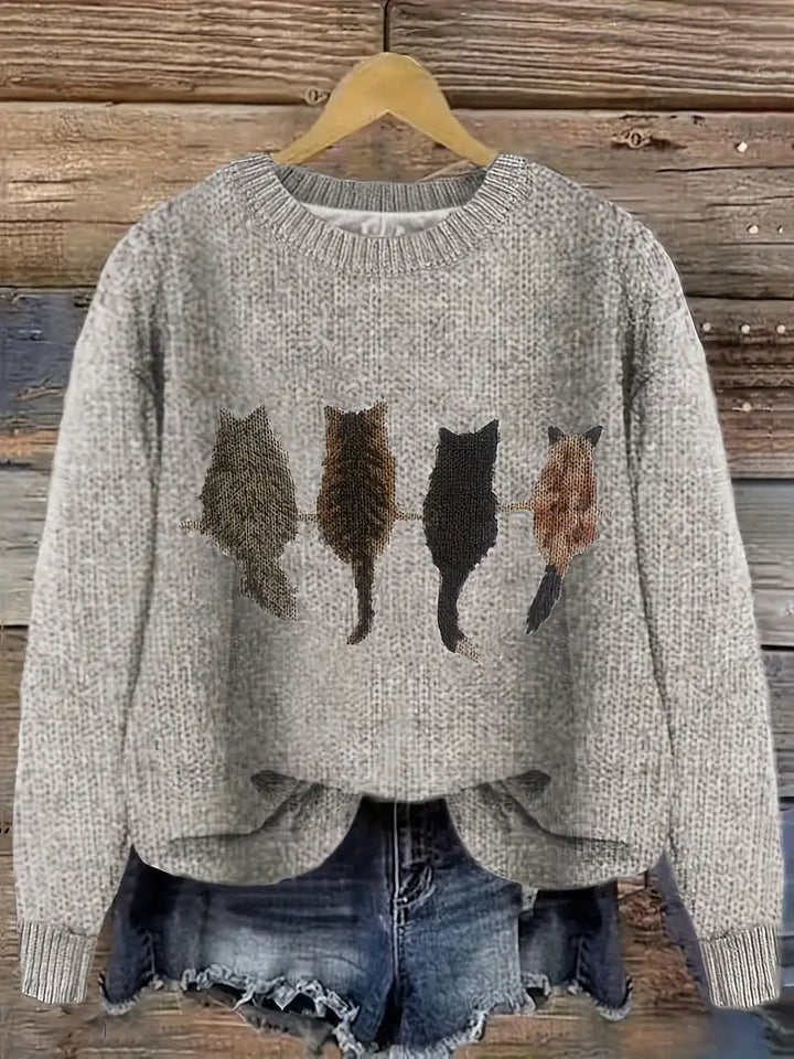 Urvana - Jersey De Manga Larga Con Estampado De Gatos
