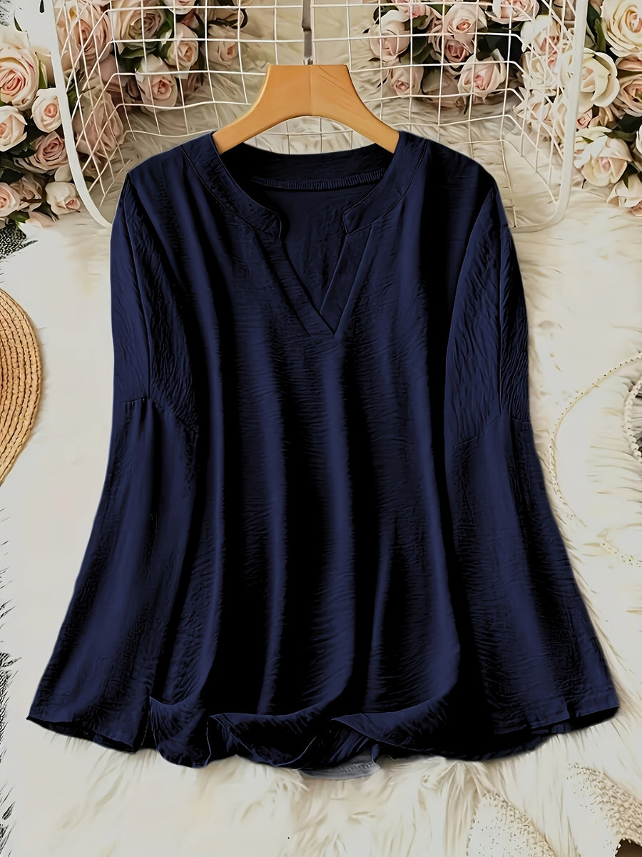 Shawna - Blusa Con Cuello En V y Manga Larga