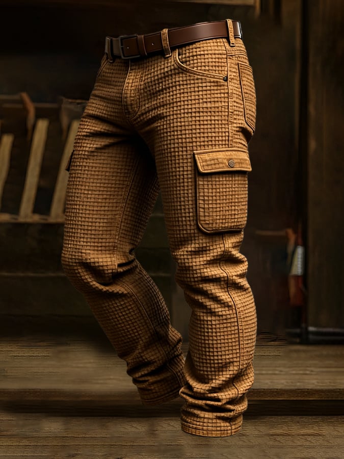 Conway - Pantalón Vintage Para Actividades Al Aire Libre Con Efecto Desgastado y Múltiples Bolsillos