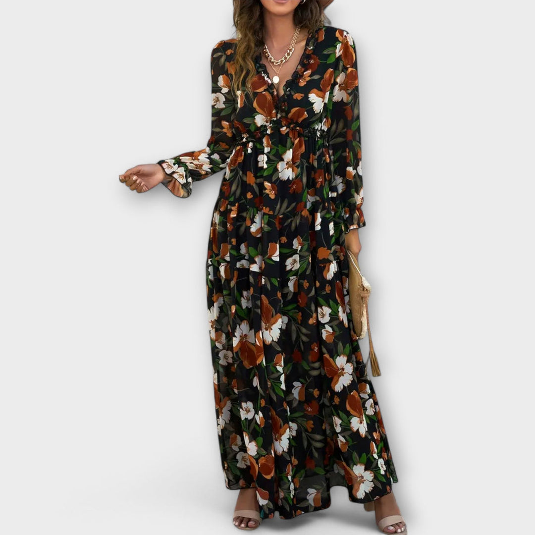 Lukrecija - Vestido largo Con Estampado Floral y Cuello en V