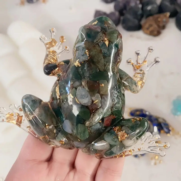 Frostone - Escultura de Rana de Cristal Para Decoración Del Hogar