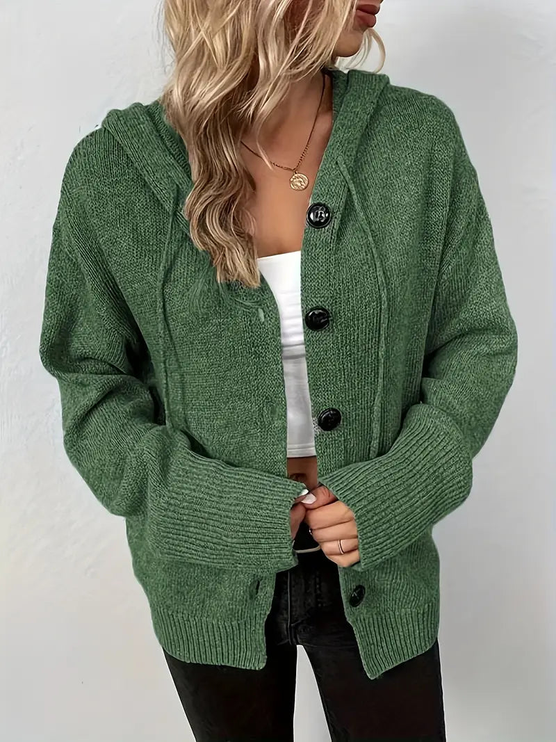 Suthida - Elegante Sudadera Con Capucha y Manga Larga Con Botones
