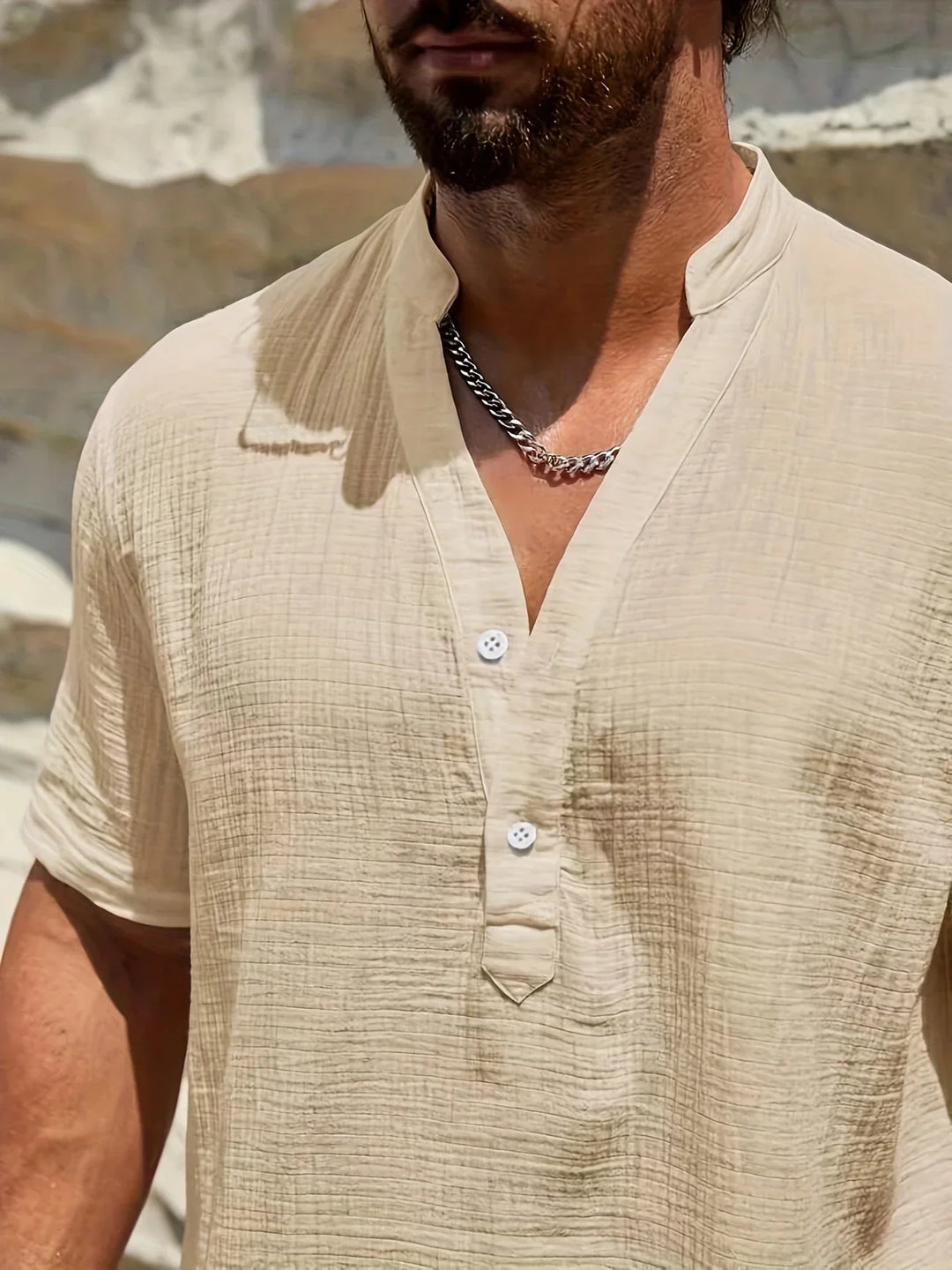 Sancho - Elegante Verano Camisa Con Cuello Alto