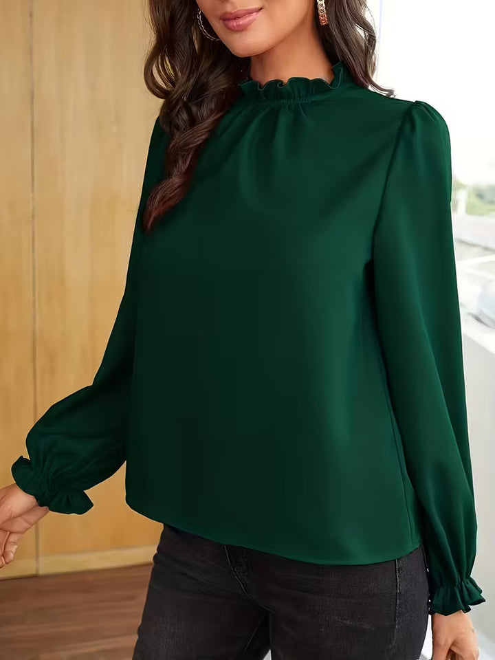 Aurelija - Blusa Con Cuello Con Volantes y Mangas Abullonadas