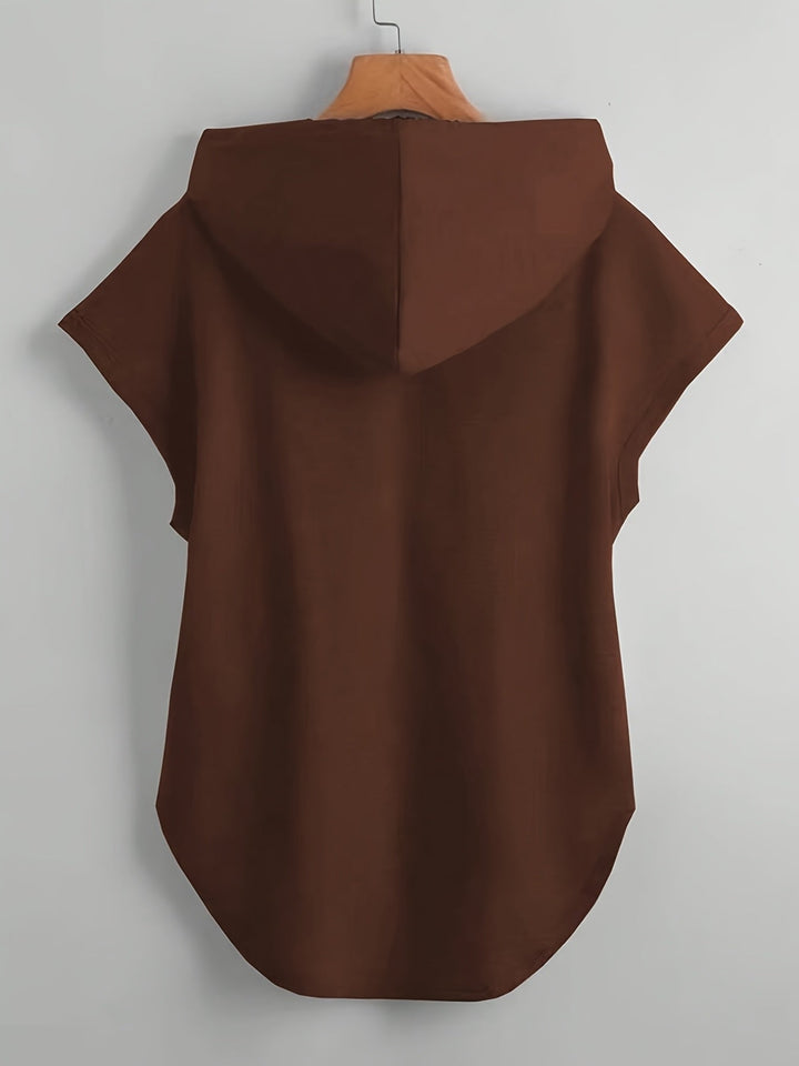 Matthias - Camiseta Informal Con Capucha y Bajo Asimétrico