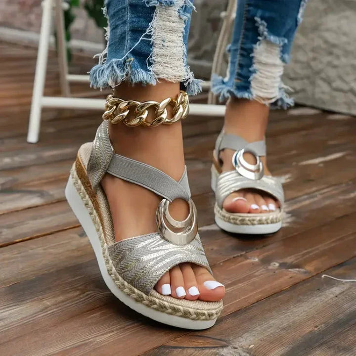 Soultana - Sandalias De Cuña Elegantes De Piel