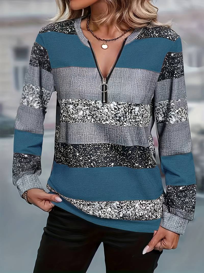 Avital - Jersey Informal a Rayas Con Cremallera