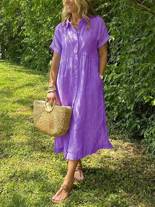 Samara - Elegante Vestido Camisero a Rayas