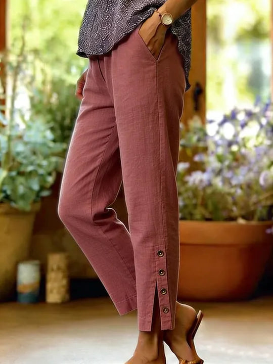 Kileza - Pantalones Informales De Corte Holgado Con Botones