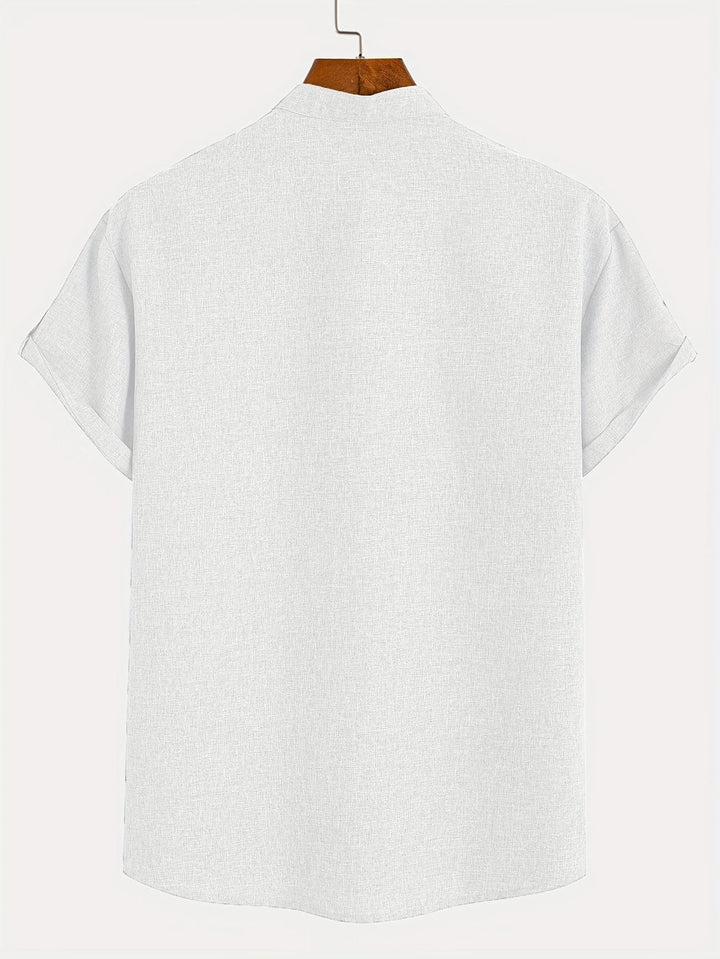 Elliott - Elegante Manga Corta Camisa Con Cuello Alto