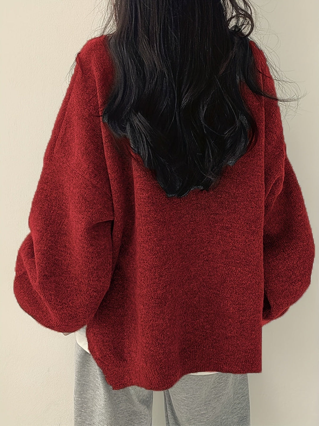 Pearline - Jersey De Cuello Redondo y Manga Larga
