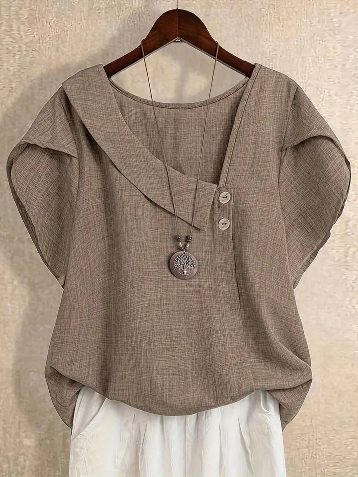 Milany - Blusa Informal Con Escote Asimétrico