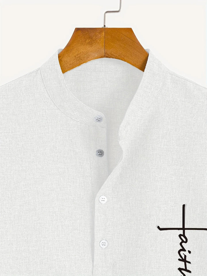Elliott - Elegante Manga Corta Camisa Con Cuello Alto