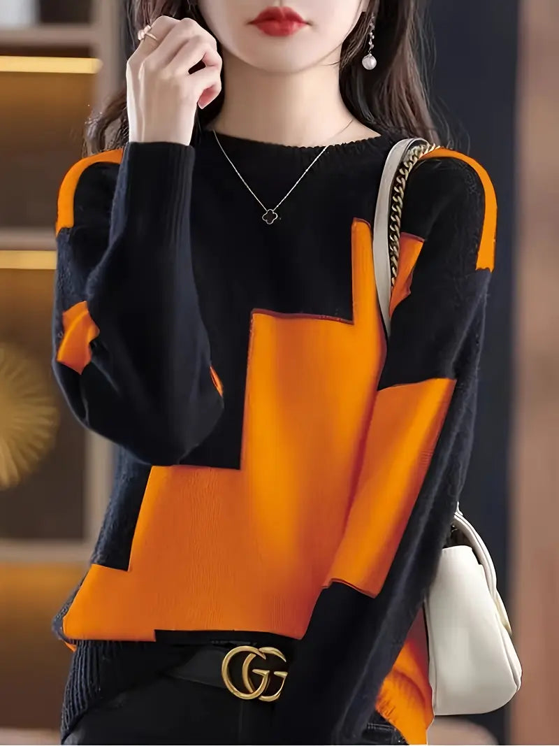 Gala - Elegante Jersey De Manga Larga Con Estampado Geométrico