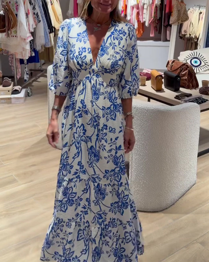 Lyssia - Elegante Vestido Largo Con Estampado Floral