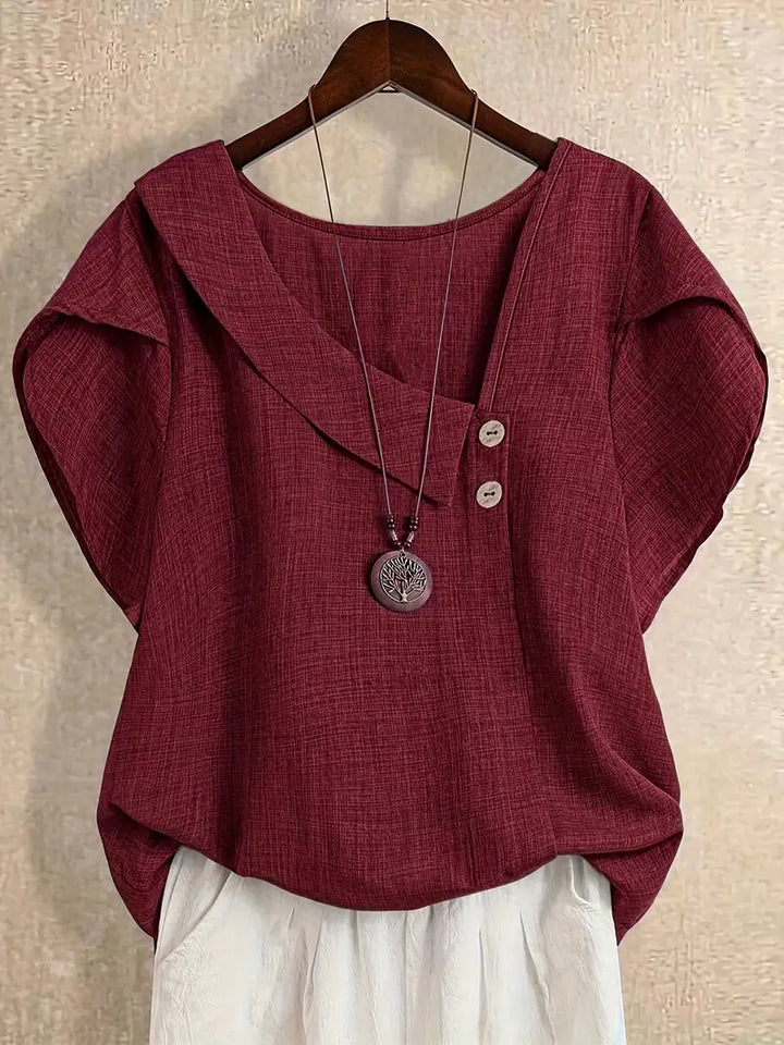 Milany - Blusa Informal Con Escote Asimétrico