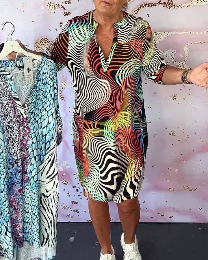 Diane - Vestido Colorido Con Cuello En V