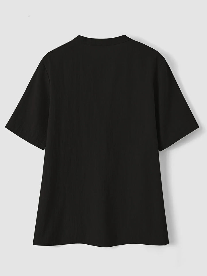 Nerida - Blusa Moderna Con Cuello En V y Manga Corta