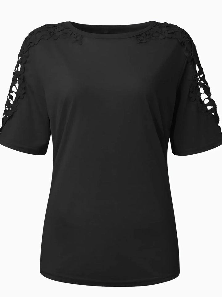 Ancuta - Elegante Verano Manga Corta Camiseta Con Encaje