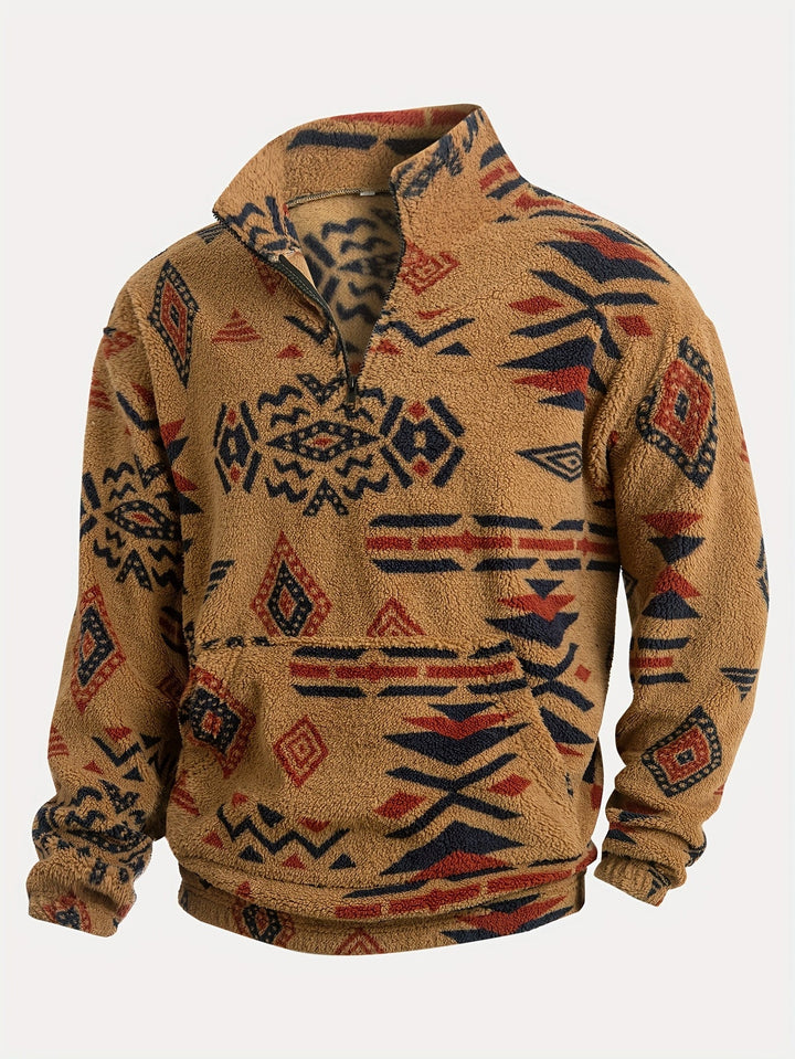 Jacco - Sudadera De Forro Polar Con Medio Cierre Y Estampado Geométrico