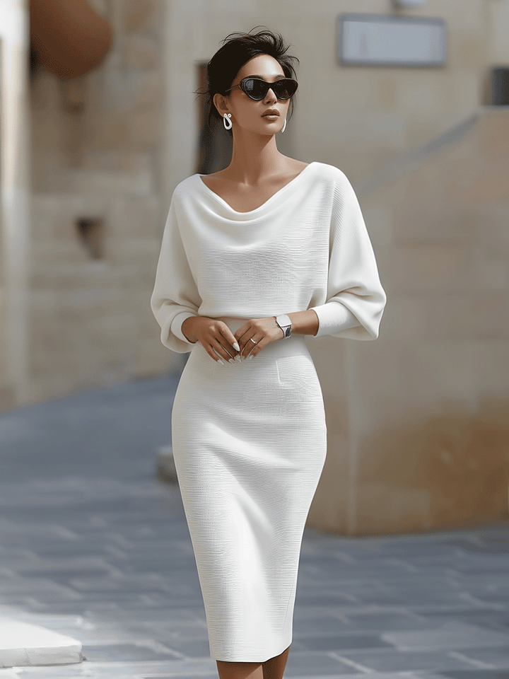 Amyy - Vestido Midi Elegante De Manga Larga