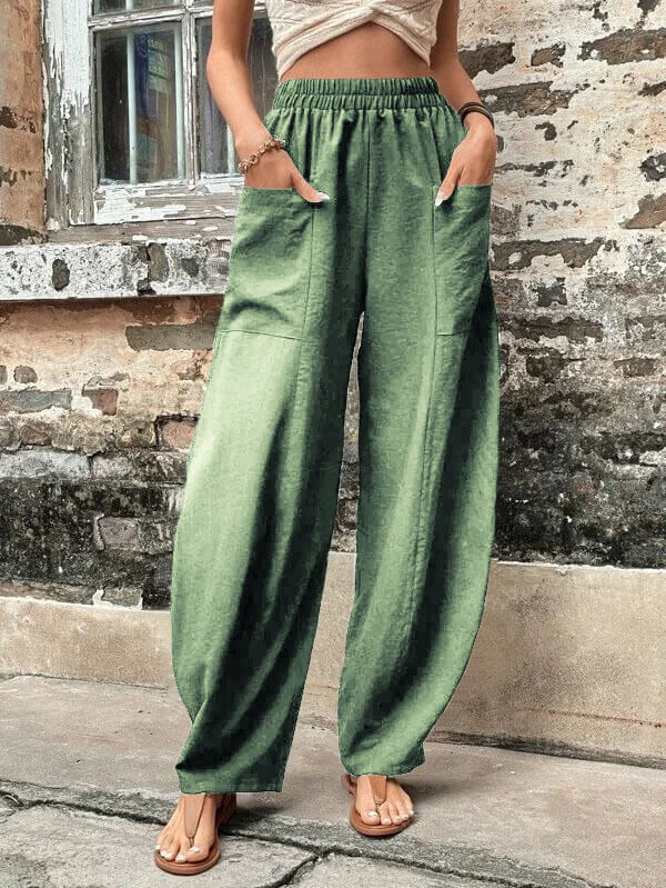 Salomee - Pantalones Sueltos Elásticos Con Bolsillos