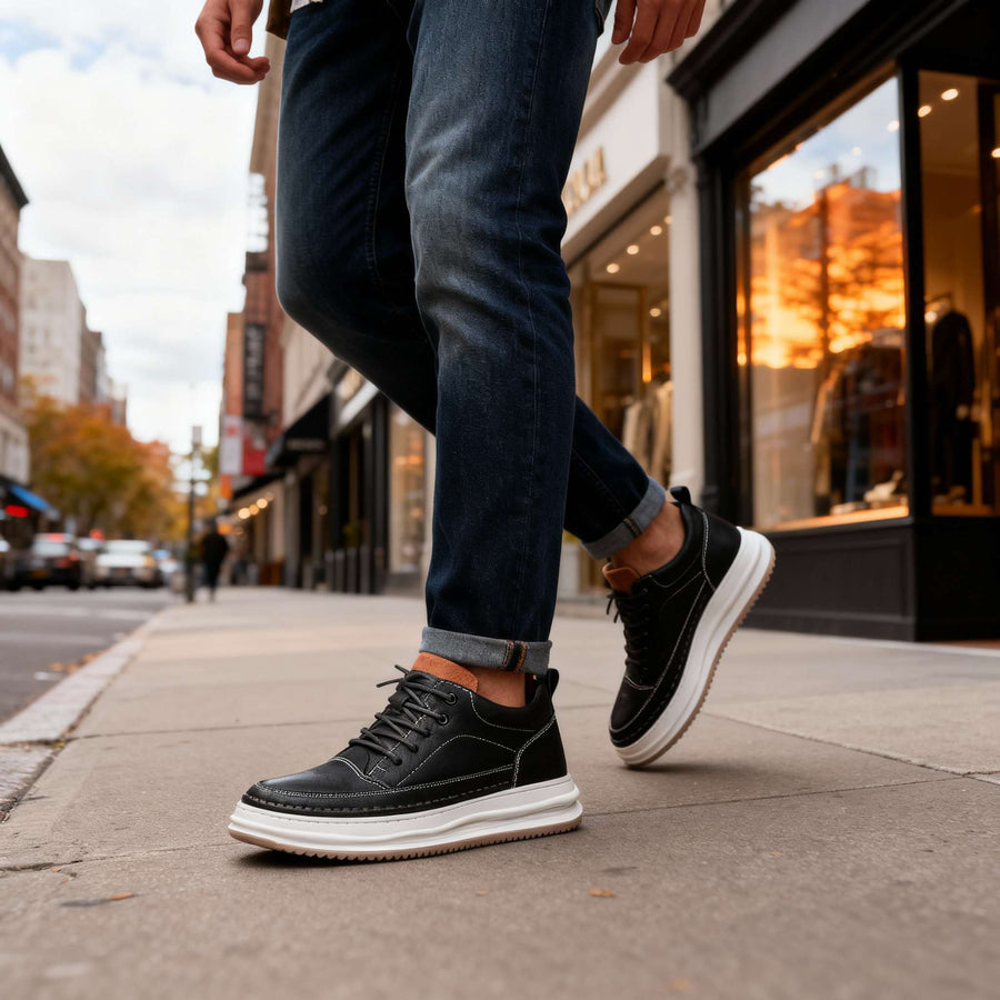 Harold - Zapatillas Deportivas De Cuero Con Cordones