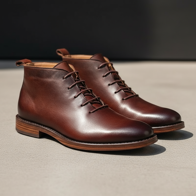 Milovans - Botines De Cuero Con Cordones Y Puntera Redonda